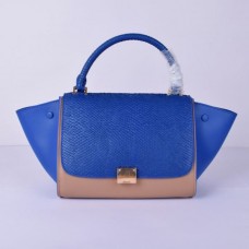 Sac Céline trapèze moyen bleu serpent kaki