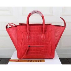Sac Celine Boston rouge en cuir croco
