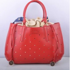 Sac Fendi B Fab rouge en cuir perforé, grand modèle, avec poignée supérieure