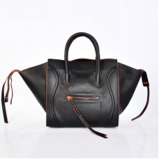 Sacs Boston en cuir de vachette noir et orange Céline