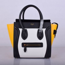 Sac cabas Céline moyen noir, blanc et jaune