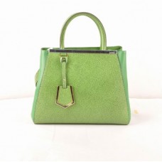 Sac Fendi 2jours vert à veines croisées et cuir Ferrari vert herbe, petit modèle