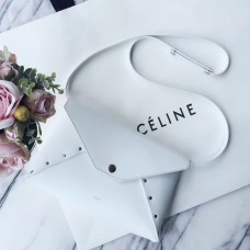 Pochette de soirée motarde blanche Céline avec bandoulière Pochette de soirée motarde blanche Céline avec bandoulière