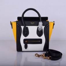 Sac cabas Céline petit modèle noir, blanc et jaune