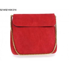 Sac bandoulière Céline Gourmetette en daim rouge S2