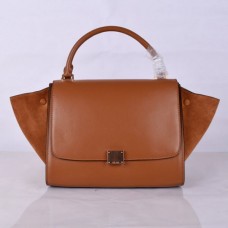 Sac trapèze classique en cuir marron Céline 30 cm