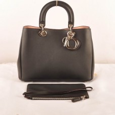 Sac Dior Diorissimo moyen en cuir noir original (fermoir doré) 603