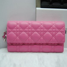 Portefeuille Dior CD086 rose en cuir de mouton