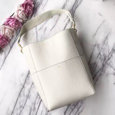 Sac Céline Sangle Seau en cuir grainé blanc