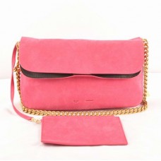 Sac bandoulière Celine Gourmette en daim couleur pêche 3078