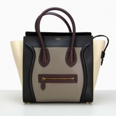 Sac cabas Céline grand format, gris, noir, blanc et vin