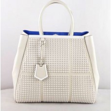 Fendi 2Jours Sac Clinch Bolt en cuir saffiiano blanc Fendi 2Jours Sac Clinch Bolt en cuir saffiiano blanc