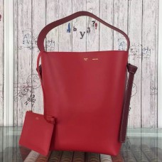 Sac cabas torsadé Céline petit modèle en cuir de veau rouge/orange