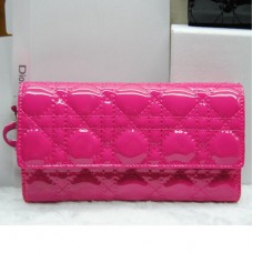 Portefeuille Dior CD086 Rose en cuir verni