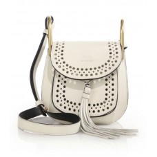 Sac bandoulière Chloe Hudson Mini en cuir perforé blanc