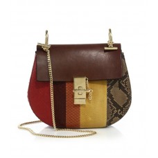 Sac bandoulière Chloe Drew petit modèle rayé en cuir et python
