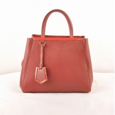 Sac Fendi 2jours petit modèle en cuir rouge foncé à veines croisées