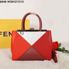 Sac Fendi 2Jours en cuir rouge Ferrari multicolore 8848