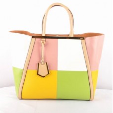 Sac Fendi 2Jours en cuir rose Ferrari