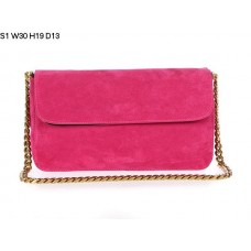 Sac bandoulière Céline Gourmetette en daim couleur pêche S1