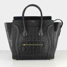 Sac cabas Céline grand format noir effet croco
