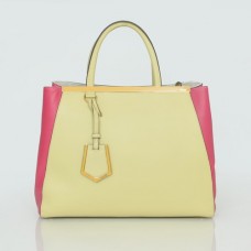 Sac Fendi 2Jours Original en cuir jaune/rose