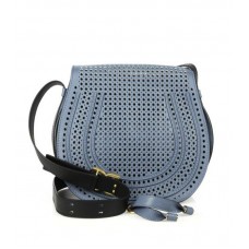 Sac bandoulière perforé moyen Chloe Marcie bleu