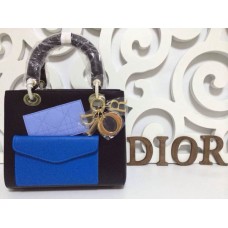 Sac à main Dior Lady Default en cuir d'agneau noir (réplique)