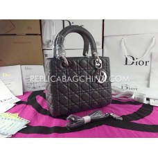Réplique de sac à main Dior Lady en cuir gris