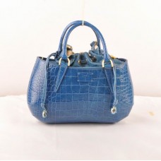 Sac à main Fendi B Fab moyen en cuir bleu à veines de crocodile