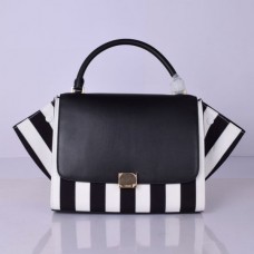 Sac trapèze Céline grand format en cuir noir et blanc à rayures