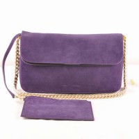 Sac bandoulière Celine Gourmette en daim violet 3078