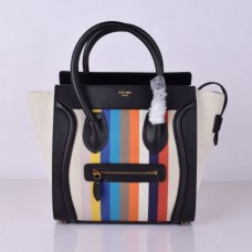 Sac cabas Celine moyen à rayures arc-en-ciel noires