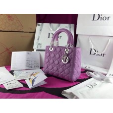 Réplique de sac à main Dior Lady Default en cuir véritable violet