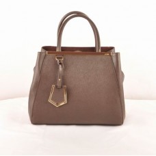 Sac Fendi 2jours en cuir à veines croisées couleur café foncé, petit modèle