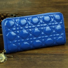 Portefeuille long en cuir verni Dior 030 bleu