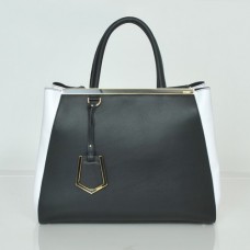 Sac Fendi 2Jours Original en cuir noir et blanc