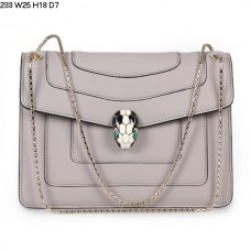 Sac bandoulière Bvlgari Serpenti GM en cuir de veau gris 233