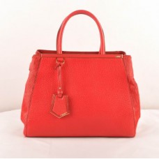 Sac moyen Fendi 2jours en cuir de veau rouge et cuir de poil de cheval