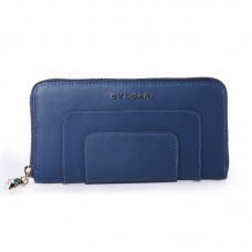 Portefeuille zippé en cuir Bvlgari Serpenti Original bleu 201301