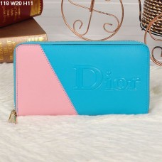 Portefeuille zippé Christian Dior multicolore bleu ciel/rose 118
