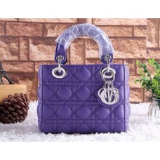 Réplique de sac cabas Dior Lady en cuir d'agneau violet
