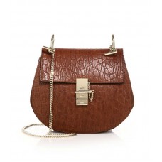 Sac Chloe Drew petit modèle en cuir embossé crocodile