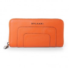 Portefeuille zippé en cuir Bvlgari Serpenti Original Orange 201301