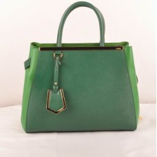 Sac moyen Fendi 2jours vert foncé à nervures croisées et cuir Ferrari vert herbe