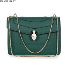 Sac bandoulière Bvlgari Serpenti GM en cuir de veau vert foncé 233