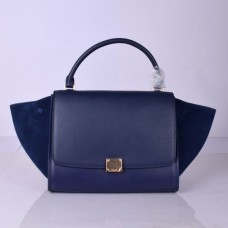 Sac trapèze Céline grand format en cuir bleu marine