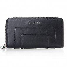 Portefeuille zippé en cuir Bvlgari Serpenti Original noir 201301