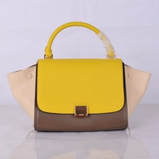 Sac Céline trapèze moyen jaune kaki beige