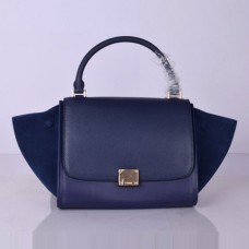 Sac Céline trapèze moyen en daim bleu